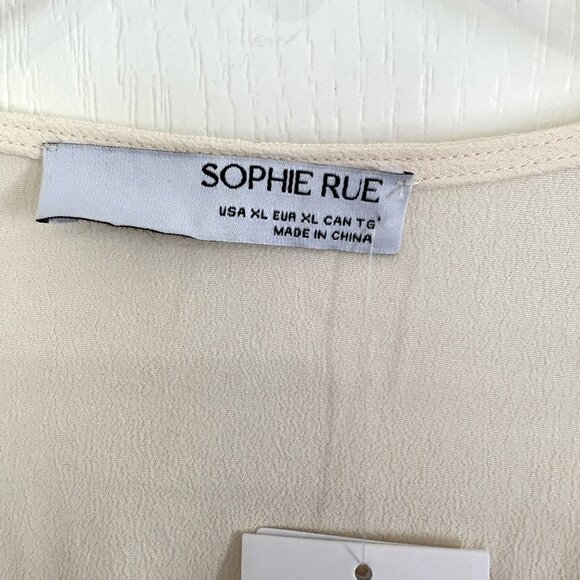 Sophie Rue Nordstrom Peasant Blouse Puff Sleeve Top Ivory Size XL NEW - Picture 3 of 4